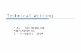 Technical Writing NISS – ASA Workshop Washington DC 2 – 5 August 2009.