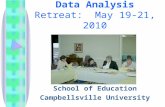 Data Analysis Retreat: May 19-21, 2010 School of Education Campbellsville University.