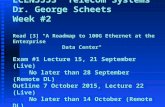 ECEN5553 Telecom Systems Dr. George Scheets Week #2 Read [3] "A Roadmap to 100G Ethernet at the Enterprise Data Center" Exam #1 Lecture 15, 21 September.