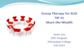 Group Therapy for SUD TIP 41 Share the Wealth Javier Ley DPC Program Mississippi College Fall 2014.