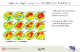 March total ozone from GOME/SCIAMACHY –High inter-annual ozone variability during winter/spring NH –Combined effect from ozone transport and polar ozone.