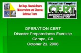 OPERATION CERT Disaster Preparedness Exercise Campo, CA October 21, 2006.