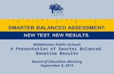 Middletown Public Schools A Presentation of Smarter Balanced Baseline Results Board of Education Meeting September 8, 2015.