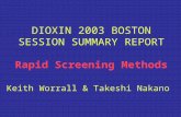 DIOXIN 2003 BOSTON SESSION SUMMARY REPORT Rapid Screening Methods Keith Worrall & Takeshi Nakano.