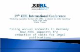 Filing annual accounts in Germany how XBRL supports the reduction of costs for legal publications Sascha Heinig, 06/26/2009.