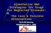 Alternative R&D Strategies for Drugs for Neglected Diseases: The Case & Possible Alternatives TACD IPR Meeting Washington Nov 1, 2002.