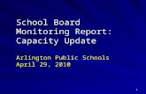 11 School Board Monitoring Report: Capacity Update Arlington Public Schools April 29, 2010.
