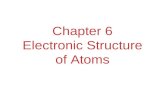 Chapter 6 Electronic Structure of Atoms. Waves To understand the electronic structure of atoms, one must understand the nature of electromagnetic radiation.