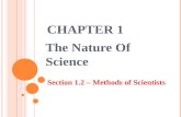 C HAPTER 1 The Nature Of Science Section 1.2 – Methods of Scientists.