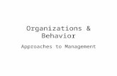 Organizations & Behavior Approaches to Management.