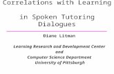 Correlations with Learning in Spoken Tutoring Dialogues Diane Litman Learning Research and Development Center and Computer Science Department University