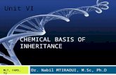 Dr. Nabil MTIRAOUI, M.Sc, Ph.D CHEMICAL BASIS OF INHERITANCE Unit VI MLT, FAMS, TU.
