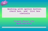 Working with option button, check box, and list box controls Visual Basic for Applications 13.