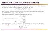 Superconductivity and Superfluidity Type I and Type II superconductivity Using the first Ginzburg Landau equation, and limiting the analysis to first order.
