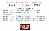 Brukhim HaBaim – Welcome Back to School 5770 Today's Agenda 10:00 -10: 15 Welcome Remarks – Rabbis 10:15 -10:45 Bonding activity – Irene Swedroe 10:45.