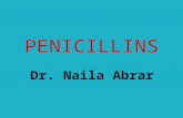 PENICILLINS Dr. Naila Abrar. LEARNING OBJECTIVES After this session you should be able to:  know the source & chemistry of penicillins;  recall the.