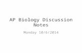 AP Biology Discussion Notes Monday 10/6/2014. Questions?? ASK!!! If you have questions about any of the content, notes, discussion or images be sure to.