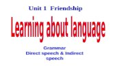 Unit 1 Friendship Grammar Direct speech & Indirect speech Grammar Direct speech & Indirect speech.