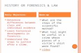 H ISTORY OR F ORENSICS & L AW Determine differences between class and individual evidence Learn historical developments in forensics. Understand the steps.