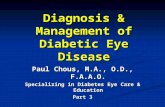 Diagnosis & Management of Diabetic Eye Disease Paul Chous, M.A., O.D., F.A.A.O. Specializing in Diabetes Eye Care & Education Part 3.
