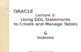 Copyright © 2004, Oracle. All rights reserved. Lecture 2: Using DDL Statements to Create and Manage Tables & Indexes ORACLE.