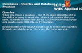 ICT@ WJEC Applied ICT Databases – Queries and Database Practice Queries When you create a database – one of the main strengths of it is the ability to.