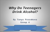 Why Do Teenagers Drink Alcohol? By Tanya Prorokova Group A.