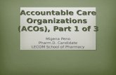 Accountable Care Organizations (ACOs), Part 1 of 3 Migena Peno Pharm.D. Candidate LECOM School of Pharmacy.