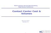 Contact Center Cost & Volumes May 14-16, 2014 Nashville, TN 1 2014 Customer Service Benchmarking Data Review Conference.