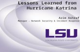 Lessons Learned from Hurricane Katrina Azim Ashraf Manager – Network Security & Incident Response.