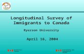 Statistics Canada Citizenship and Immigration Canada Longitudinal Survey of Immigrants to Canada Ryerson University April 16, 2004.