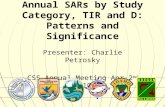 Annual SARs by Study Category, TIR and D: Patterns and Significance Presenter: Charlie Petrosky CSS Annual Meeting Apr 2 nd 2010.