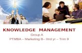 KNOWLEDGE MANAGEMENT Group A PTMBA – Marketing B– IIIrd yr – Trim 9.