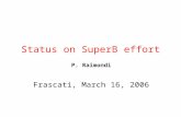 Status on SuperB effort Frascati, March 16, 2006 P. Raimondi.