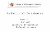 Relational Databases Week 11 LBSC 671 Creating Information Infrastructures.