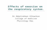 Effects of exercise on the respiratory system. Dr Abdulrahman Alhowikan Collage of medicine Physiology Dep.