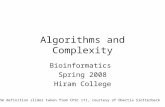 Algorithms and Complexity Bioinformatics Spring 2008 Hiram College Algorithm definition slides taken from CPSC 171, courtesy of Obertia Slotterbeck.