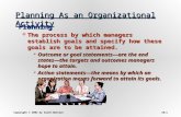 Copyright © 2002 by South-Western 10—1 Planning As an Organizational Activity Planning  The process by which managers establish goals and specify how.