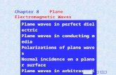 Chapter 8Plane Electromagnetic Waves Plane waves in perfect dielectric Plane waves in conducting media Polarizations of plane waves Normal incidence on.