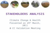 STAKEHOLDERS ANALYSIS Climate Change & Health Presented on 29 th March, 2011 @ CC Validation Meeting.