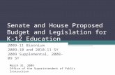 Senate and House Proposed Budget and Legislation for K-12 Education 2009-11 Biennium 2009-10 and 2010-11 SY 2009 Supplemental, 2008-09 SY March 31, 2009.