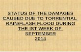 STATUS OF THE DAMAGES CAUSED DUE TO TORRENTIAL RAIN/FLASH FLOOD DURING THE IST WEEK OF SEPTEMBER 2014.