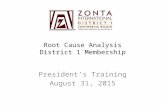 Root Cause Analysis District 1 Membership President’s Training August 31, 2015.
