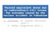 Thyroid equivalent doses due to radioiodine(I-131) intake for evacuees caused by the nuclear accident in Fukushima S. Tokonami, M. Hosoda (Hirosaki Univ.)
