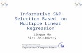 Informative SNP Selection Based on Multiple Linear Regression Jingwu He Alex Zelikovsky.