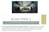 1.1 ENVIRONMENTAL VALUE SYSTEMS IB ESS TOPIC 1 An Environmental Value System (EVS) is a worldview or paradigm that shapes the way an individual or group.