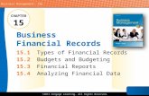 ©2013 Cengage Learning. All Rights Reserved. Business Management, 13e Business Financial Records 15.1 15.1Types of Financial Records 15.2 15.2Budgets and.