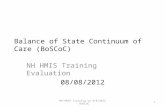 Balance of State Continuum of Care (BoSCoC) NH HMIS Training Evaluation 08/08/2012 1NH-HMIS Training on 8/8/2012 - BoSCoC.