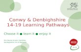 Conwy & Denbighshire 14-19 Learning Pathways Choose it ● learn it ● enjoy it Elin Davies & John Gambles Denbighshire 14-19 Network.