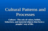 Cultural Patterns and Processes Culture: The mix of values, beliefs, behaviors, and material objects that form a peoples’ way of life.